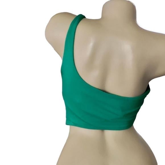 Naked Wardrobe Green Smooth Side Asymmetrical Crop Top New L - Picture 3 of 8